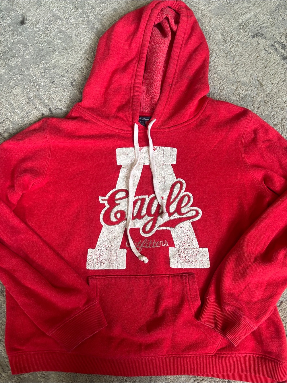 American Eagle Outfitters Red Pullover Hoodie Sweater with White Logo